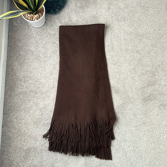 Chocolate Brown Fringed Ruana Wrap One size Fits most Poncho Knit - Picture 11 of 11